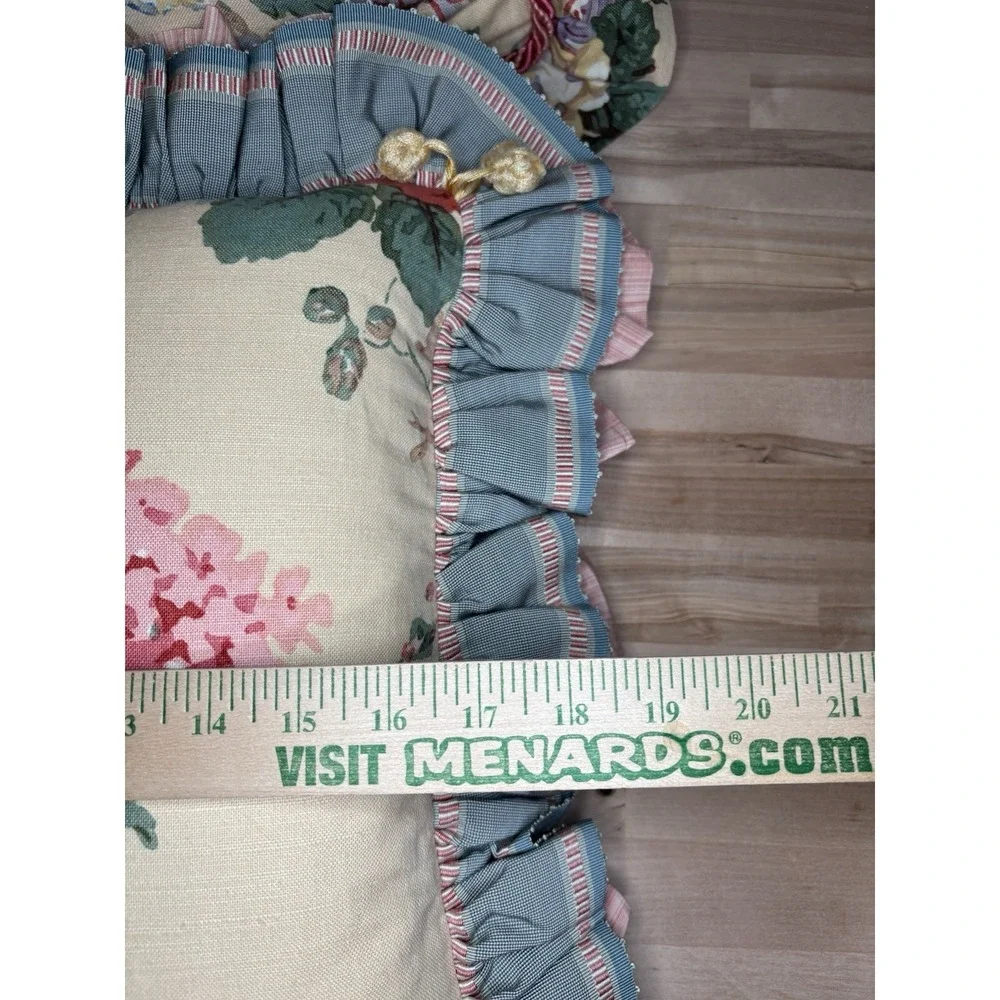 VTG Floral Shabby Chic Ruffled Corded Pillows 18x18 Set of 3 Granny/Cottage Core